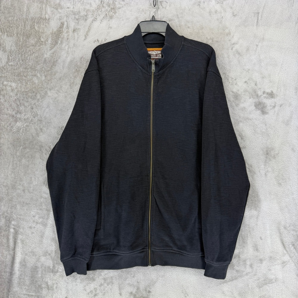 Straight Down Mens Black‎ Full Zip Knit Jacket Textured Cotton Blend Size L